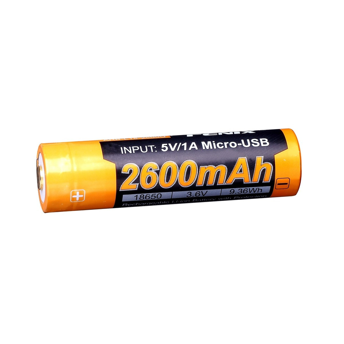 Акумулятор 18650 Fenix (2600 mAh) micro usb зарядка фото 3