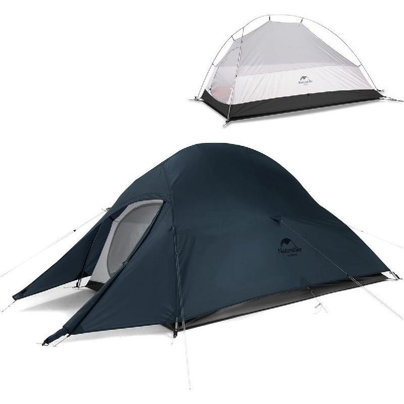Палатка сверхлегкая одноместная с футпринтом Naturehike Cloud Up 1 Updated NH18T010-T, 20D, темно-синий фото 2