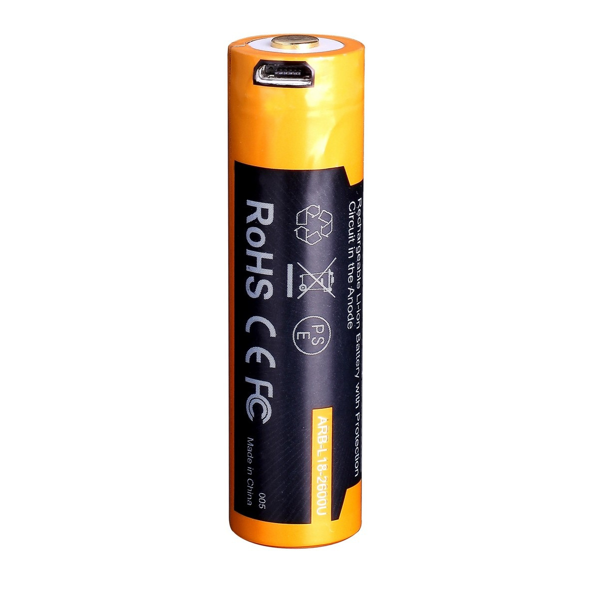 Акумулятор 18650 Fenix (2600 mAh) micro usb зарядка фото 5
