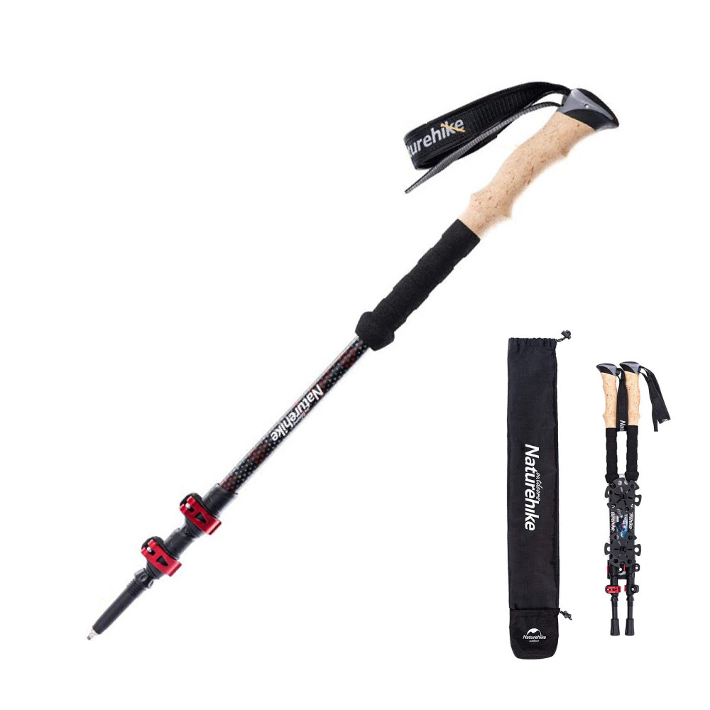 Трекінгова палиця Naturehike NH20DS003, 135 см, чорний/червоний фото 1