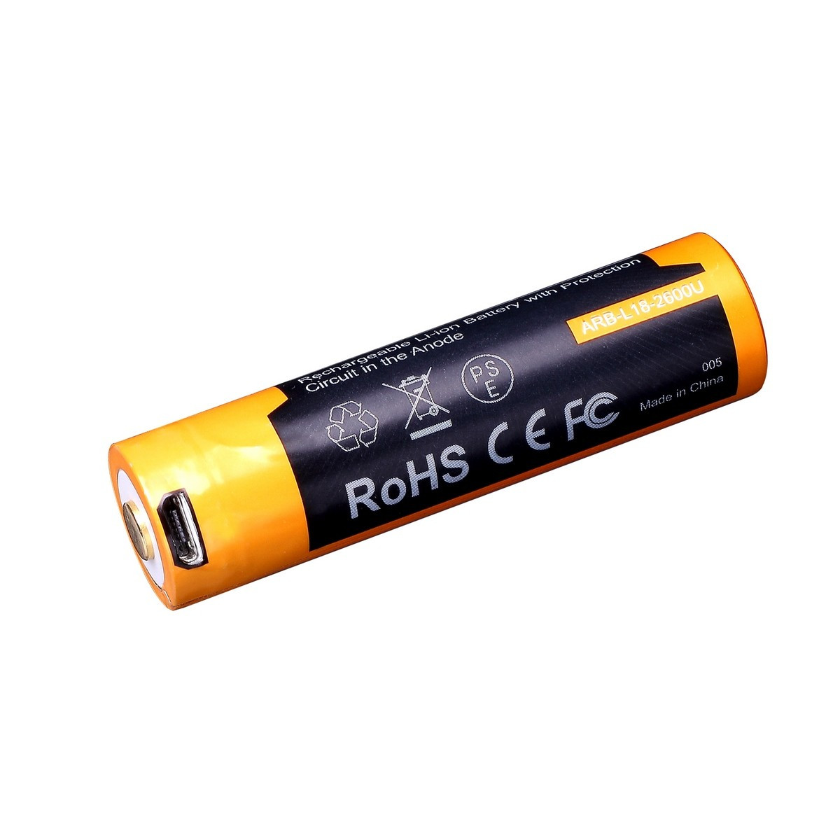 Акумулятор 18650 Fenix (2600 mAh) micro usb зарядка фото 4