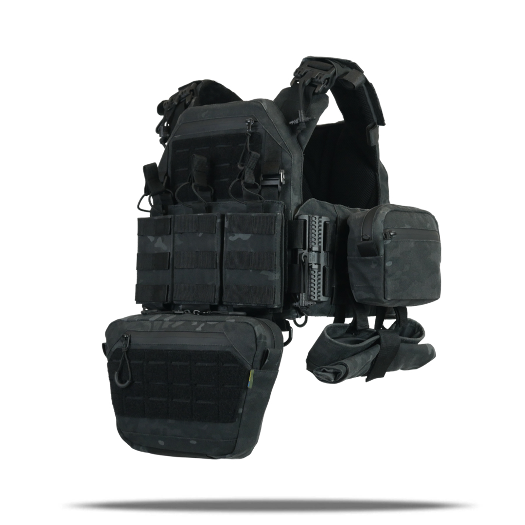 Комплект плитоноска Kiborg GU Gen.2 + 6 підсумків Чорний Мультикам фото 1
