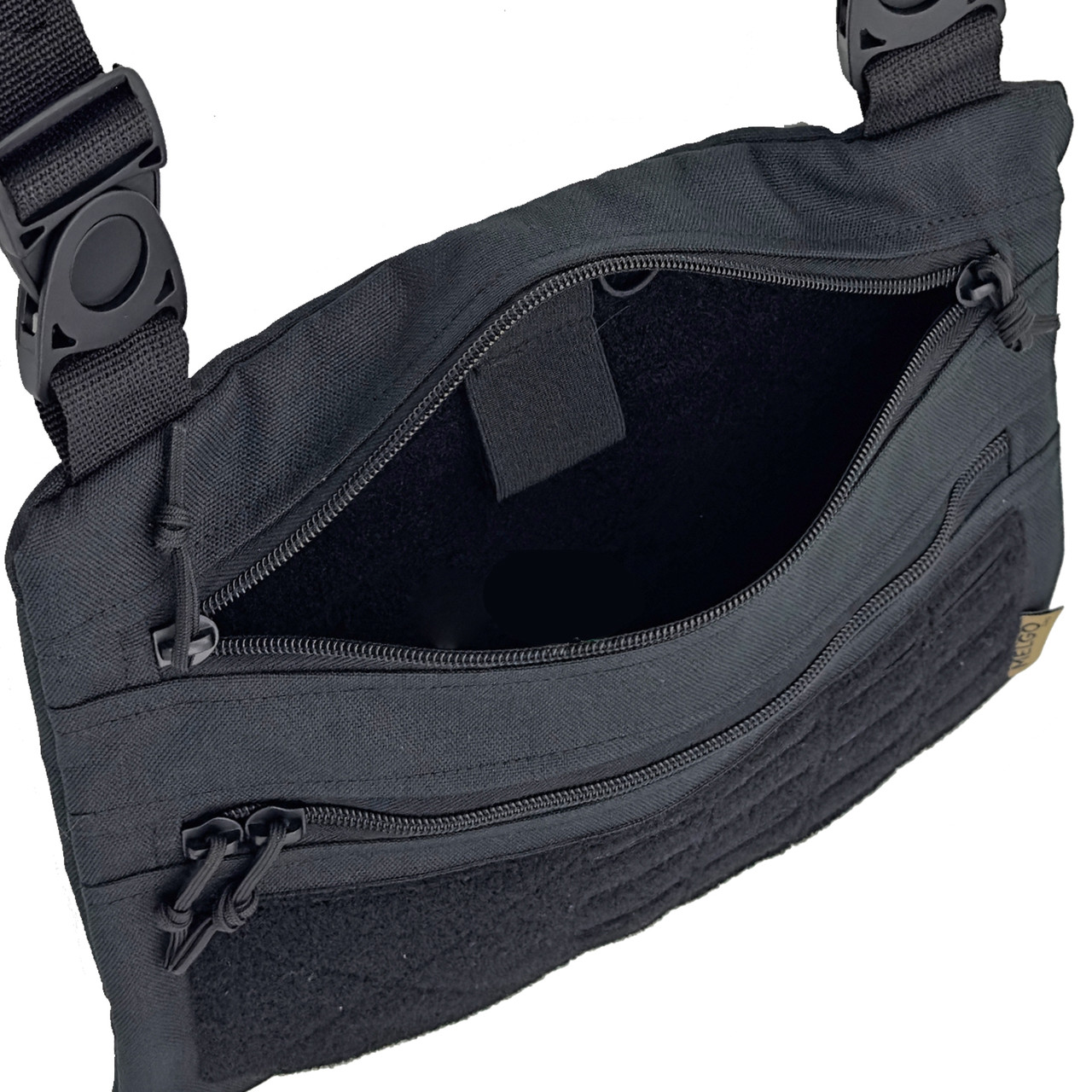 Тактическая однолямочная сумка на плечо MELGO, Чёрная Poly-Cordura 900 D фото 4