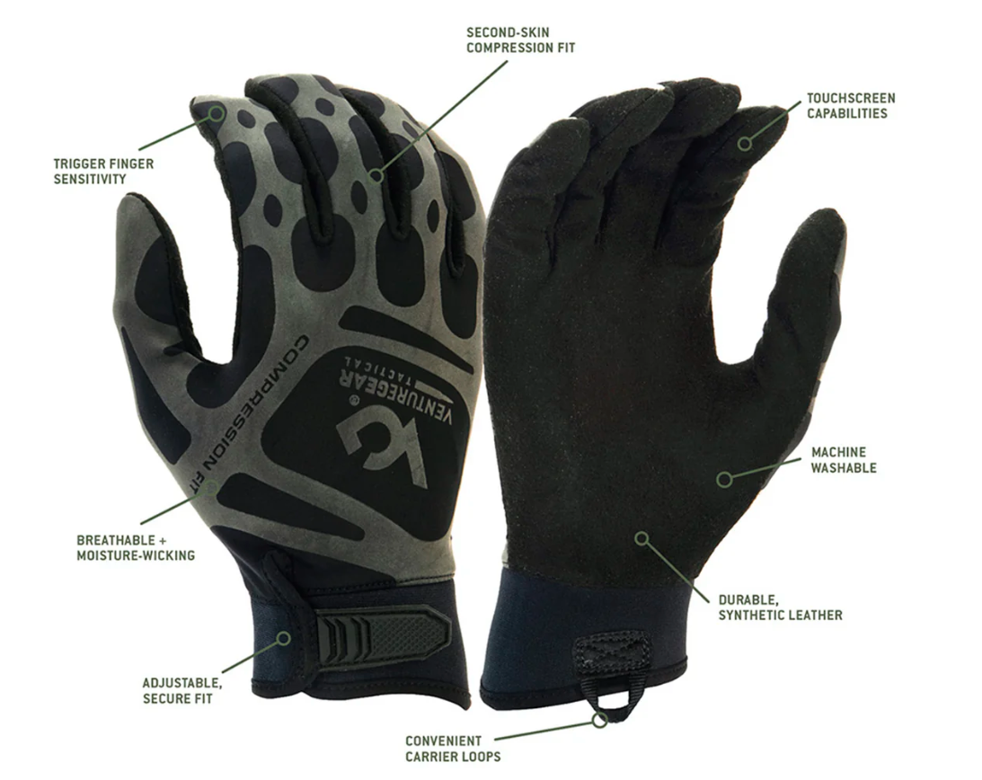 Рукавички тактичні Venture Gear Tactical VGTG10 Compression Fit, чорні, розмір S (7) фото 4