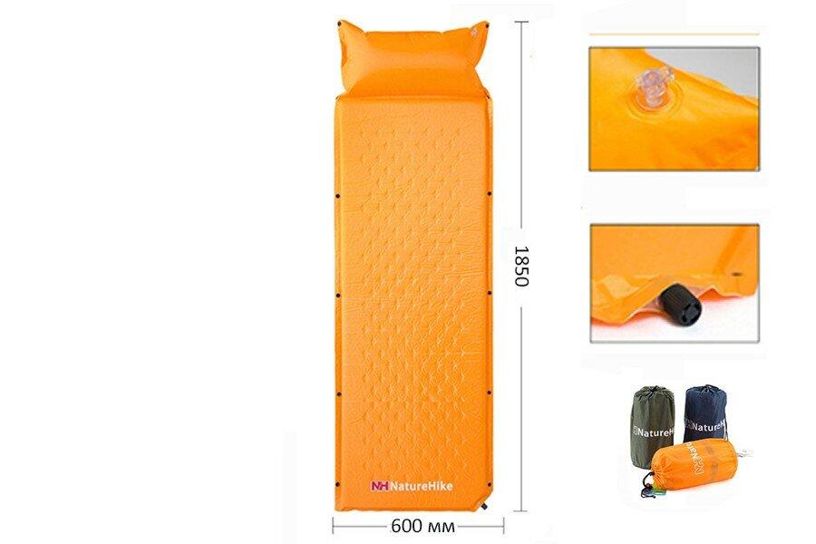 Килимок самонадувний з подушкою Naturehike NH15Q002-D, 25мм, блакитний фото 5