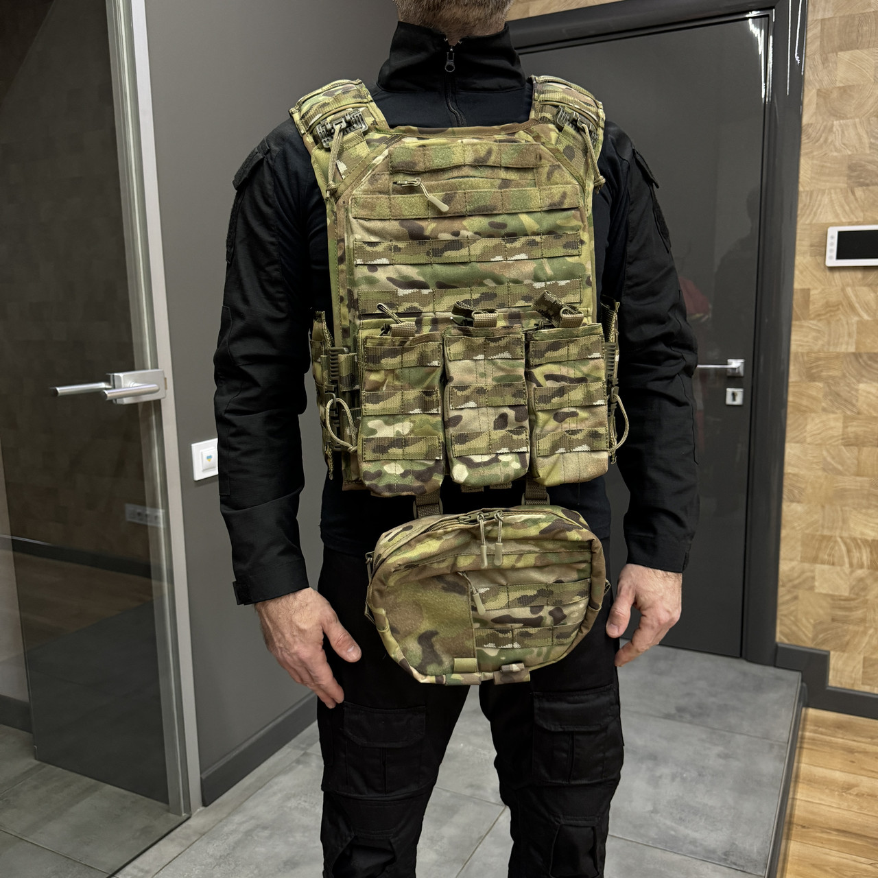 Плитоноска с подсумками и напашником, двойной быстрый сброс, с камербандами, Мультикам, MOLLE, Cordura 1000D фото 2