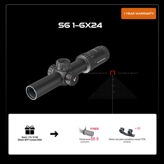 Оптичний приціл Vector Optics S6 1-6X24 (30 мм) Illum. SFP фото 1