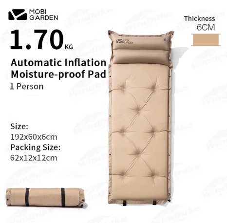 Килимок самонадувний з подушкою Mobi Garden Aquarius 60 мм NX19663003 sand фото 7