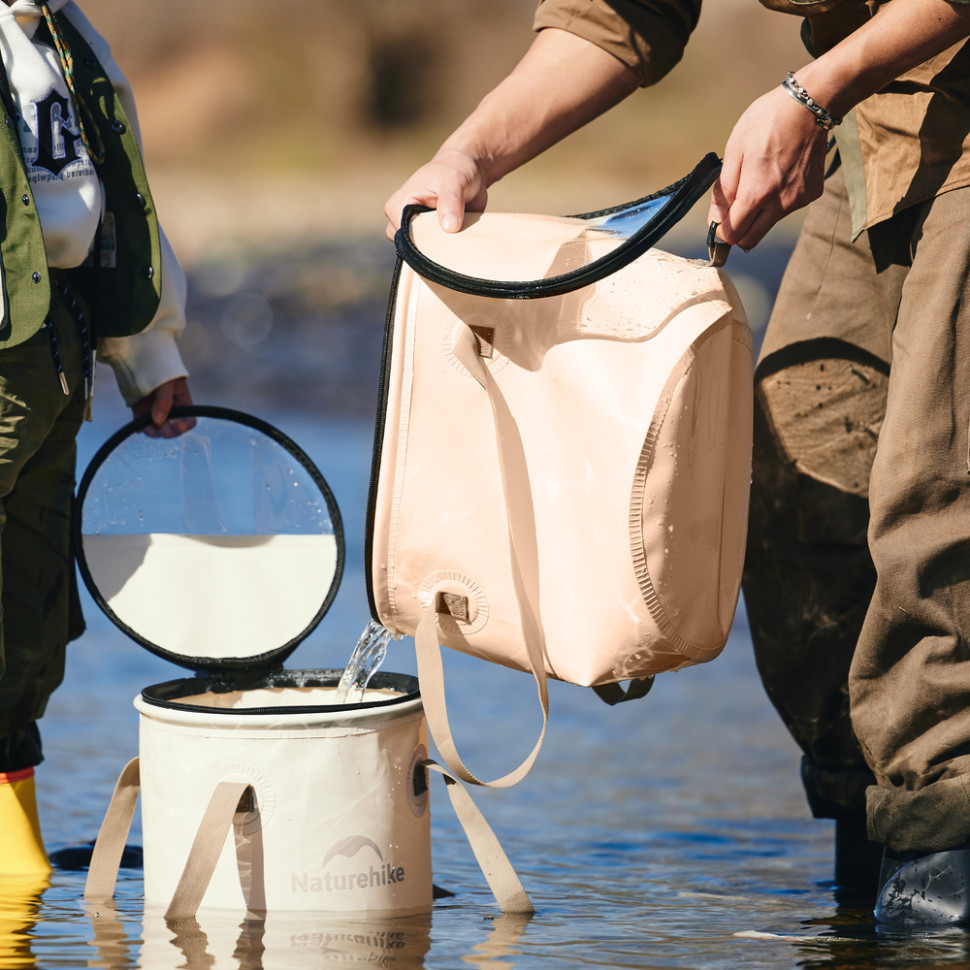 Складане відро для води з ЕВА Naturehike CNK2350CF010, 20 л, бежевий фото 5