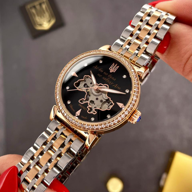 Класичний жіночий годинник Awarder 047 Де би не була Silver-Gold-Black, водонепроникний фото 3