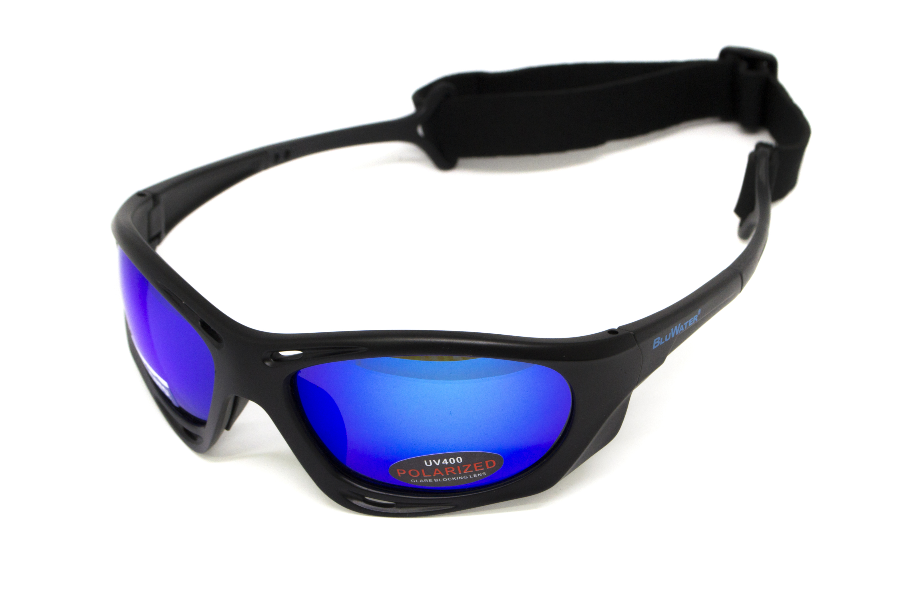 Очки поляризационные BluWater Hydro Polarized (G-Tech™ blue) Anti-Fog, синие зеркальные в  черной оправе фото 4
