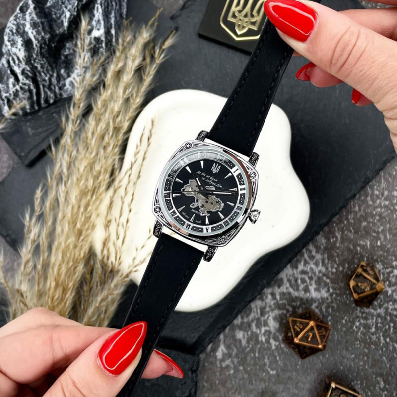Жіночий годинник Awarder 021-3D Де би не була Silver-Black-Black Leather фото 3