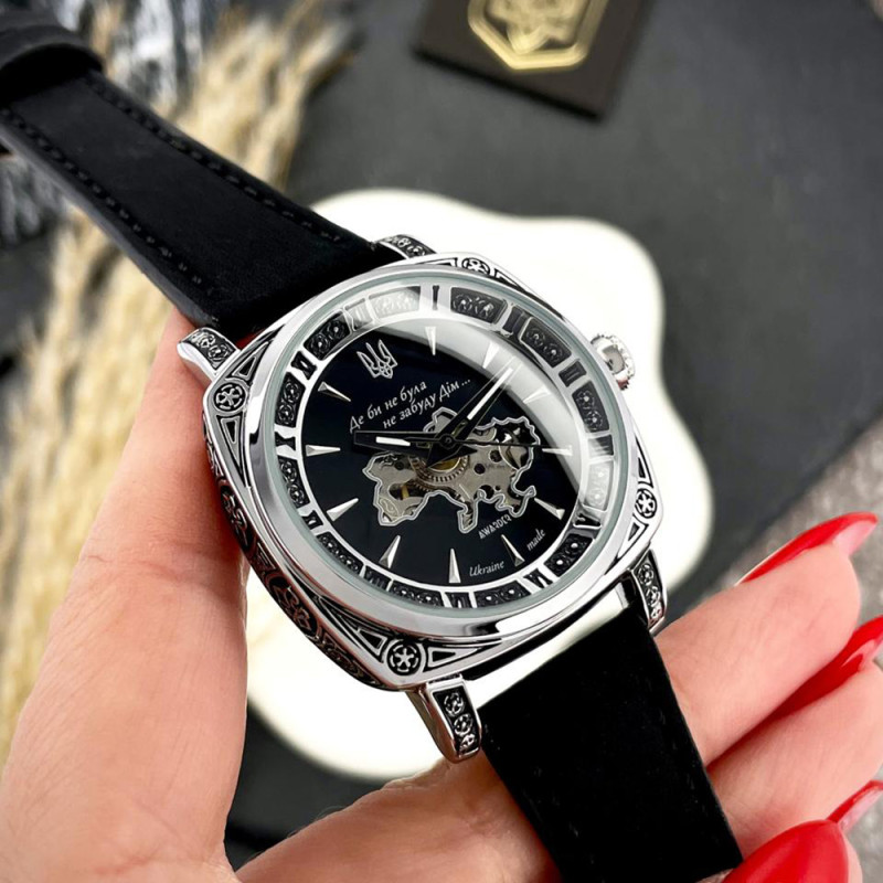 Жіночий годинник Awarder 021-3D Де би не була Silver-Black-Black Leather фото 4