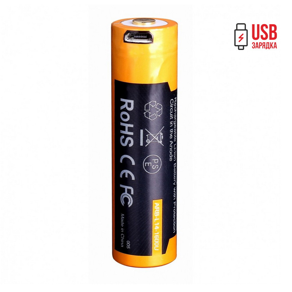 Акумулятор 14500 Fenix ARB-L14-1600U micro usb зарядка фото 1
