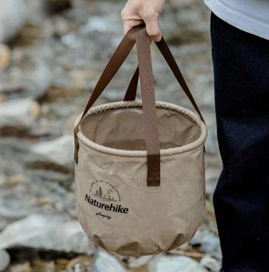 Складане відро для води з ПВХ Naturehike NH20SJ040, 10 л, світло-коричневий фото 3