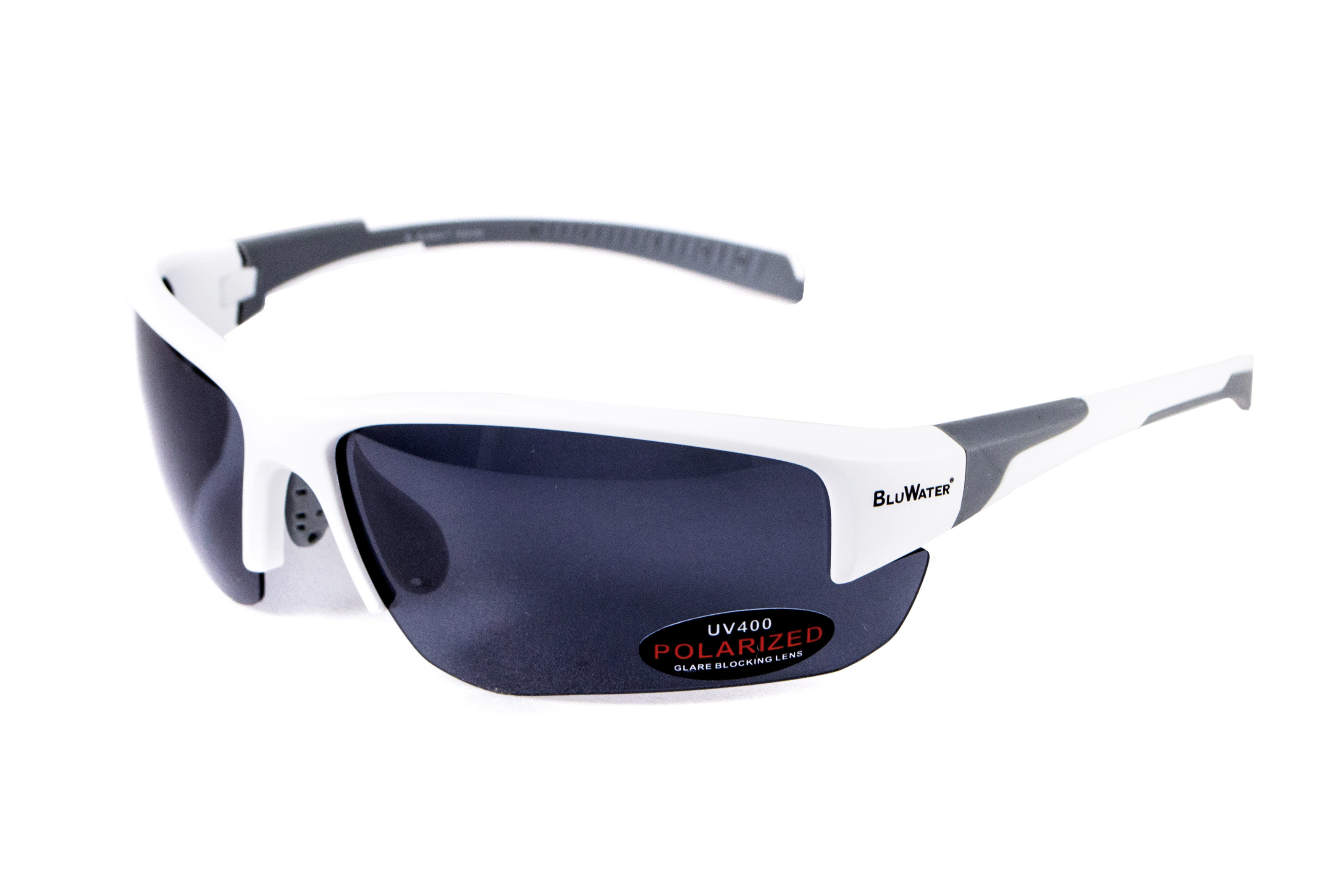Очки BluWater Samson-3 White Polarized (gray), серые в белой оправе фото 3