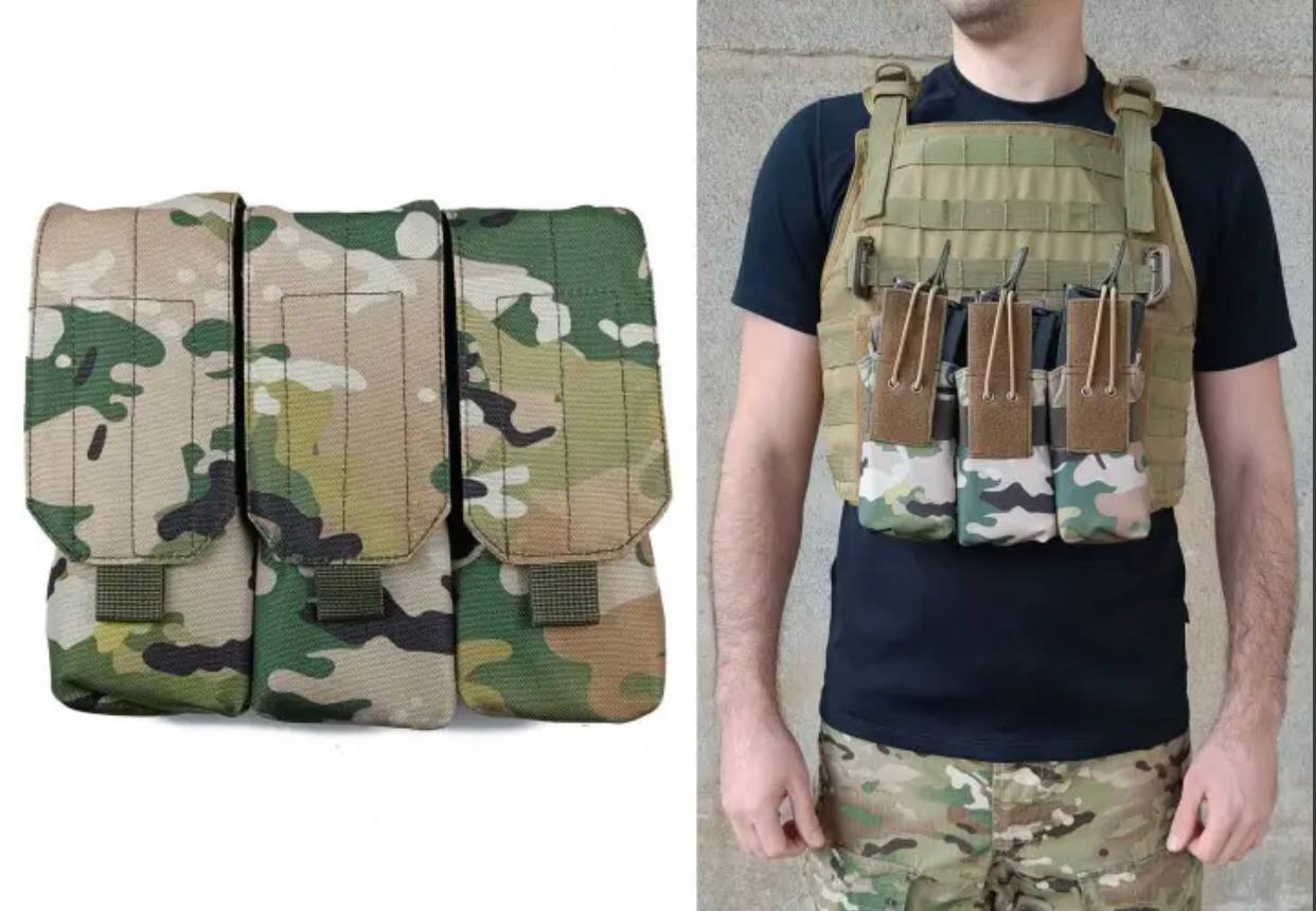 Підсумок під 6 магазинів АК/РПК потрійний Мультикам (MOLLE, підсумок на розгрузку, жилет, РПС) фото 3